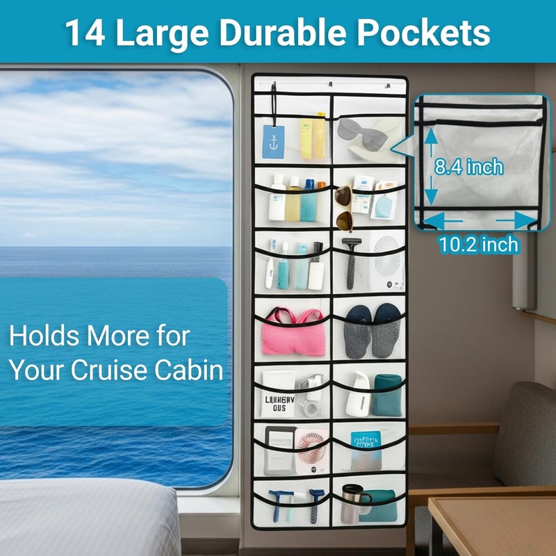 ANNISITE Magnetic Cruise Organizer, 14 Large Durable Pockets Over The Door Organizer For Cruise Ships, Magnetic & Hanging Cruise Organizer, Cruise Essentials 2026 （ 67" x 21.6"） - Image 3